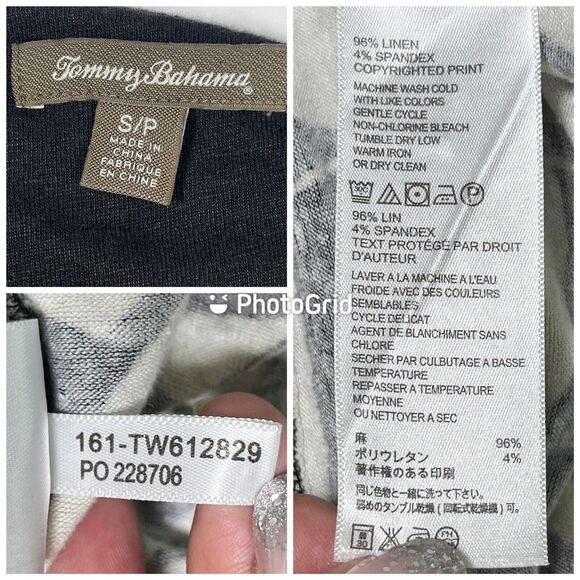 Tommy Bahama Womens Size Small Linen Blend Midi Dress Black Cream Tropical Print - Picture 5 of 12